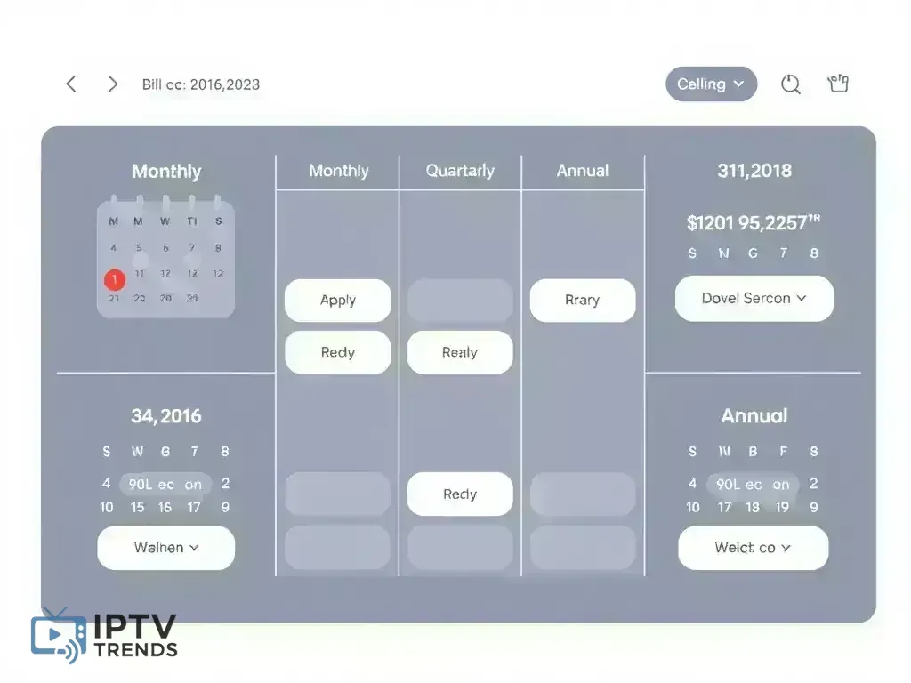 Calendar showing different billing cycles