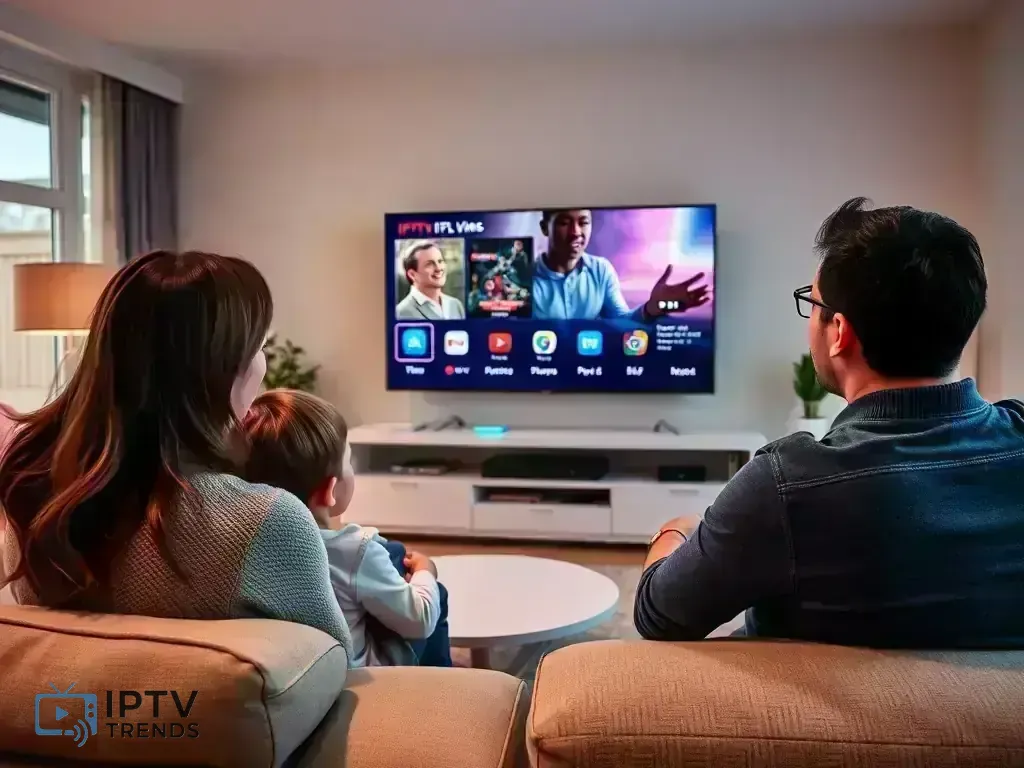 Family enjoying premium IPTV entertainment