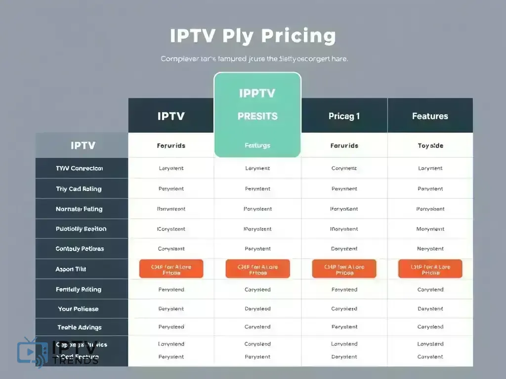 Comparison chart of IPTV Trends pricing plans