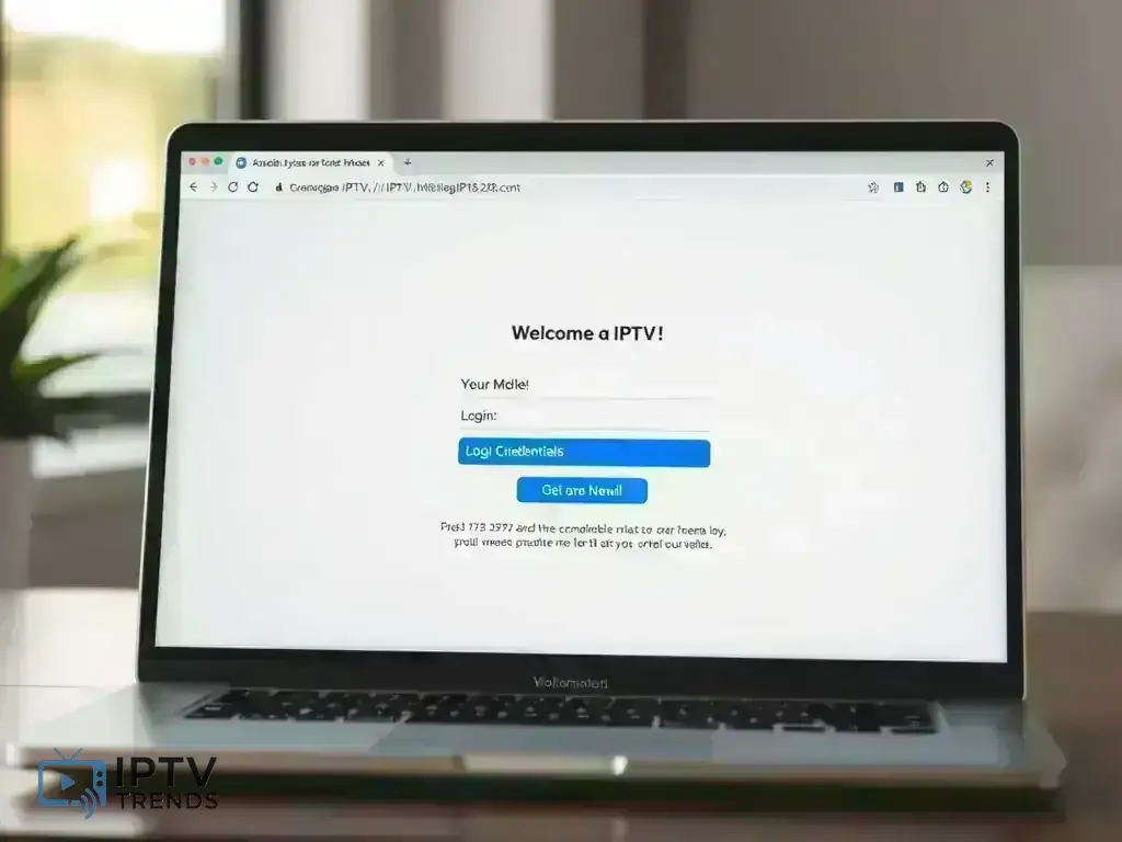 Welcome email showing IPTV Trends login credentials